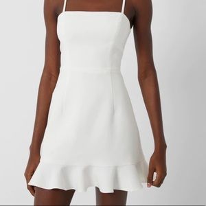 French Connection Whisper Frill Hem Dress Summer White